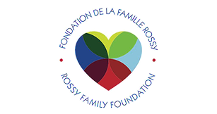 Un logo en forme de coeur avec Fondation de la Famille Rossy inscit en rond autour.